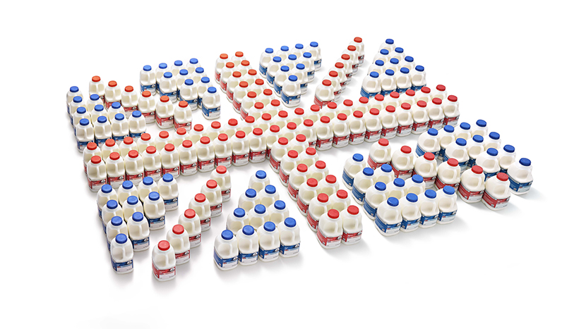 Union jack made from milk bottles