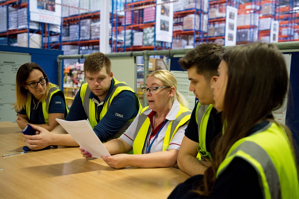 Tesco colleague training in a distribution centre