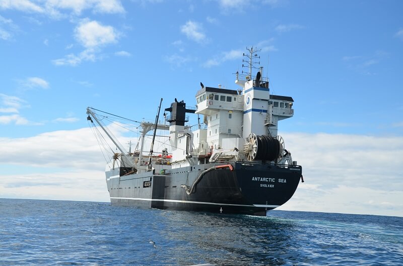 Ship in antarctic sea