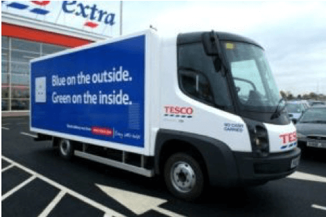 Tesco van with going green slogan