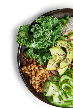 Breakfast power plate for healthy eating isolated on white background, top view; Shutterstock ID 716117752; purchase_order: -; Client/Licensee: -; Cost code: -; Employee: -