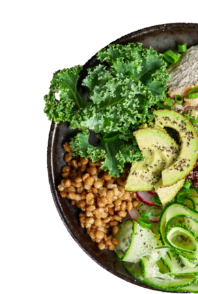 Breakfast power plate for healthy eating isolated on white background, top view; Shutterstock ID 716117752; purchase_order: -; Client/Licensee: -; Cost code: -; Employee: -